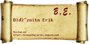 Blázsits Erik névjegykártya